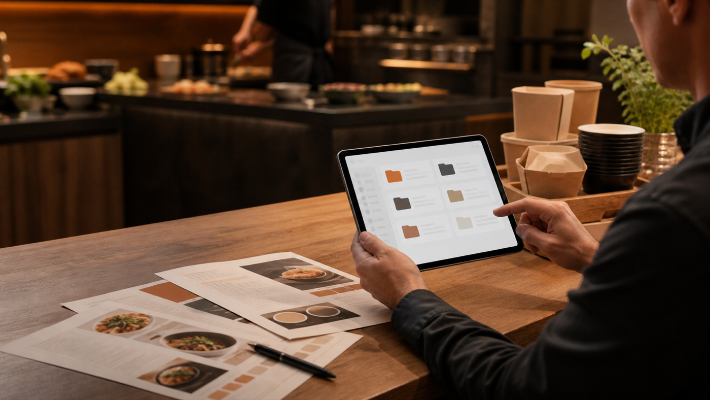 Gestor revisando a importação do cardápio de um restaurante